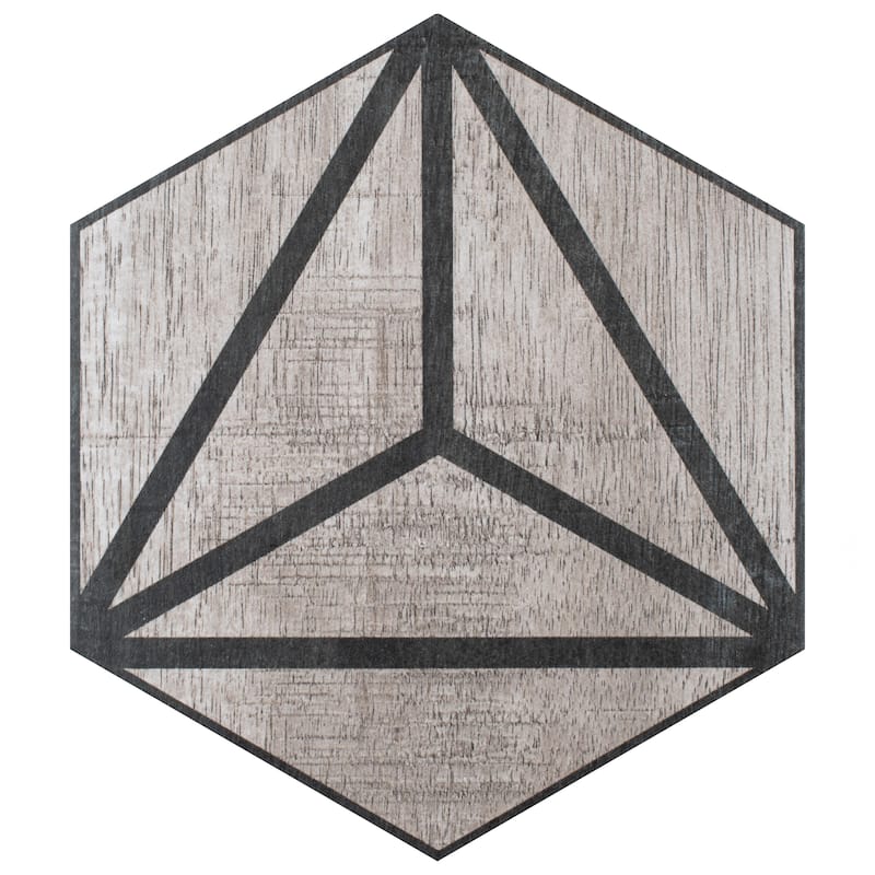 Merola Tile Sawnwood Tribeka Hex Grey 8-5/8" x 9-7/8" Porcelain Floor and Wall Tile