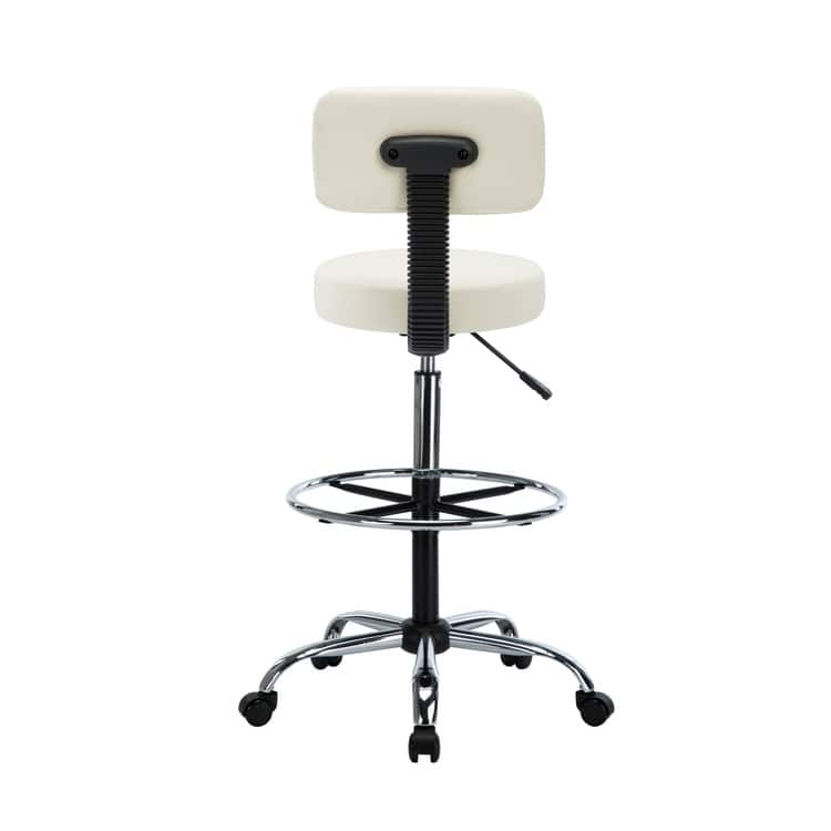 Comfortable Faux Leather Drafting Stool Chair with Adjustable Height Foot Rings - Ideal for Office Studio Craft Room
