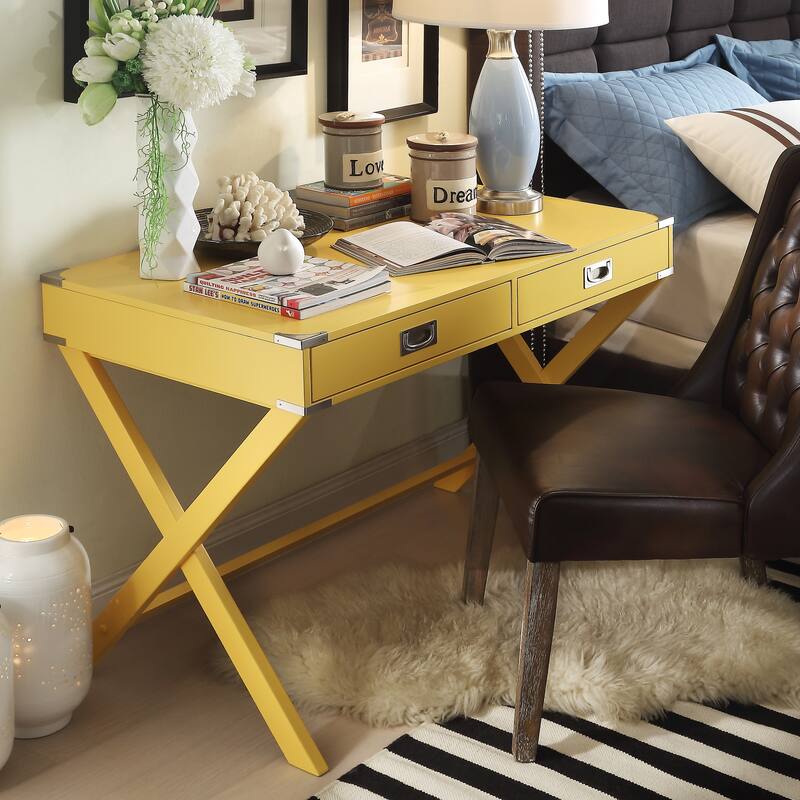 Kenton X Base Wood Accent Campaign Writing Desk iNSPIRE Q Modern