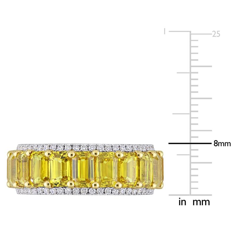 Miadora Octagon-cut Yellow Sapphire and 5/8ct TDW Diamond Full-Eternity Band in 14k Yellow Gold