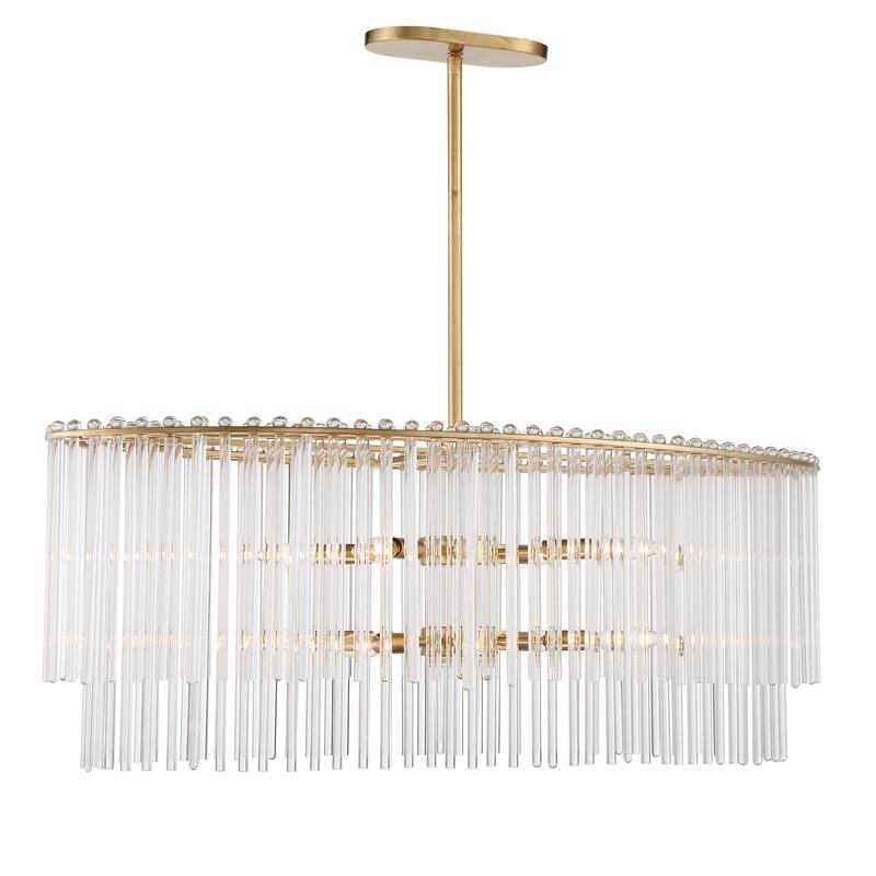 Bleecker 8 Light Antique Gold Chandelier - 36'' W x 16'' H - 36'' W x 16'' H
