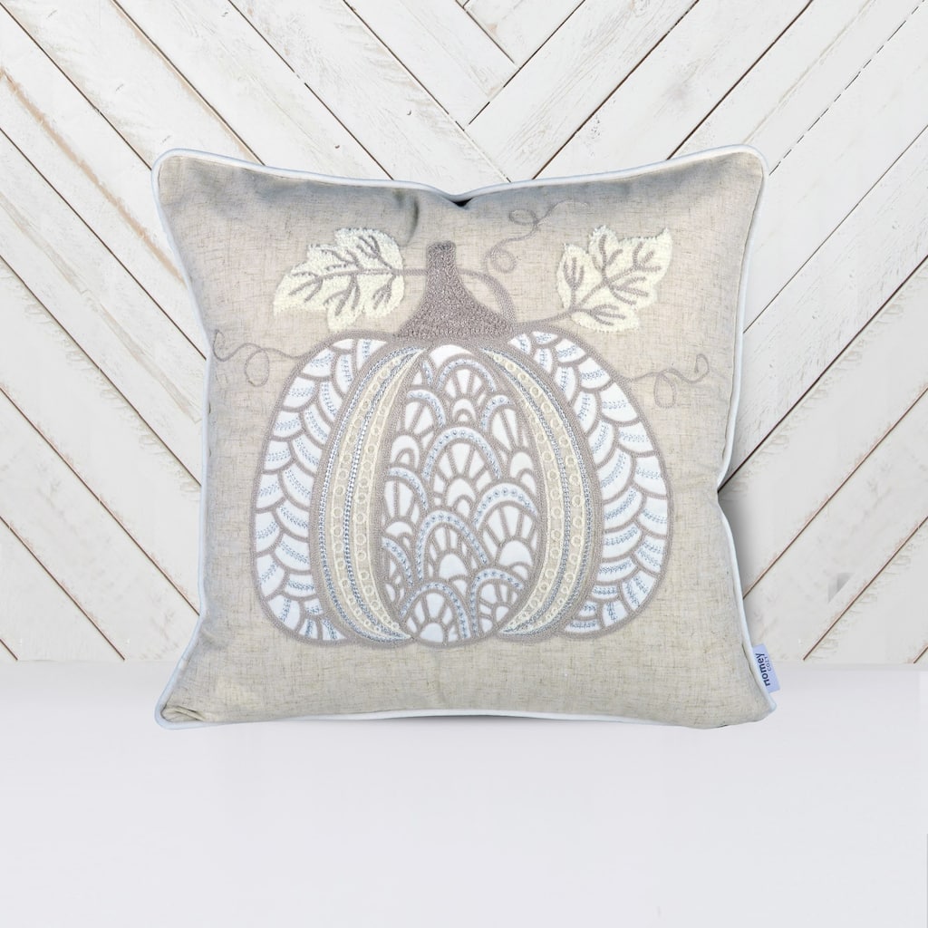 Lace Embroidered Pumpkin Throw Pillow