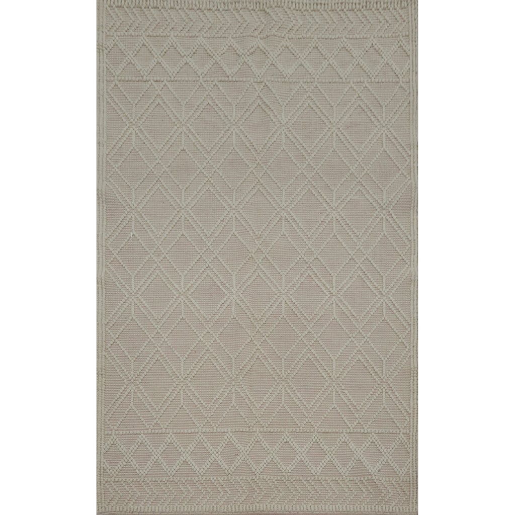 Hand Knotted Oriental 100% Wool Carpet Modern Geometric Beige & Ivories Modern Gotti Design Area Rug - 7' 7'' X 4' 10''