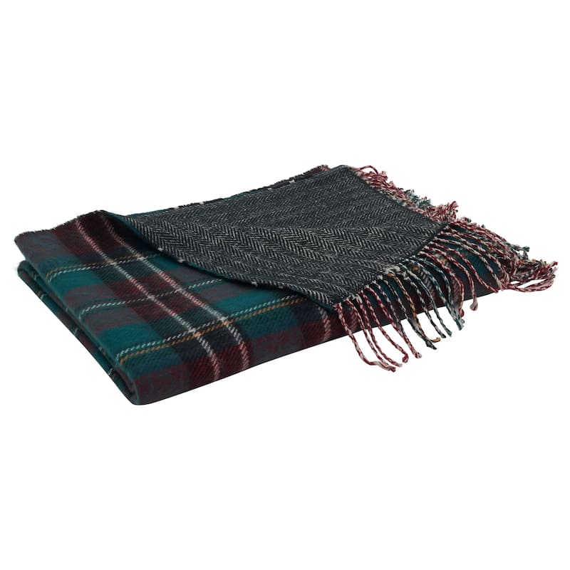 Plaid Throw Blanket With Reversible Design - Bed Bath & Beyond - 31628651
