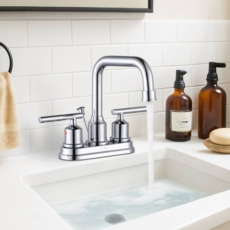 WOWOW 4 in. Centerset Double Handle Bathroom Faucet
