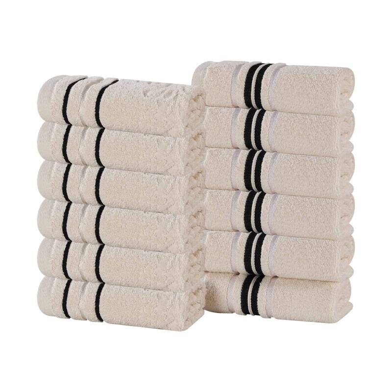 Superior Sadie Zero Twist Cotton Solid and Floral Washcloth Set of 12