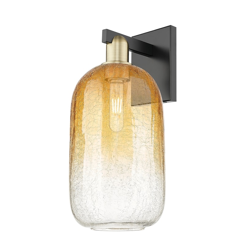 Innovations Lighting 716-1W-17-7 Brookhaven Cloche Sconce Brookhaven - Black Antique Brass / Amber
