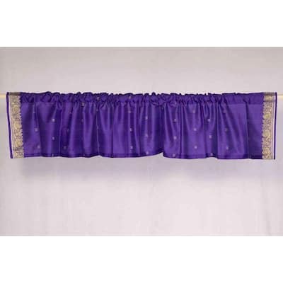 Purple - Rod Pocket Top It Off handmade Sari Valance - Pair