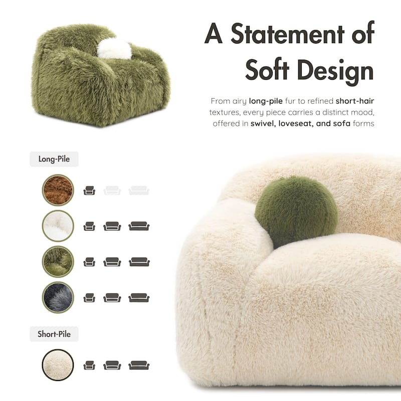 Furniture of America Cynra Modern 45-inch Faux Fur Swivel Arm Chair with Ball Pillow