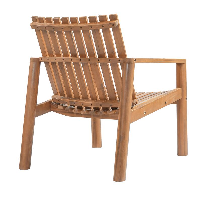 Christopher Knight Home - Solid Acacia Wood Outdoor Lounge Chair with Arms and Slatted Back