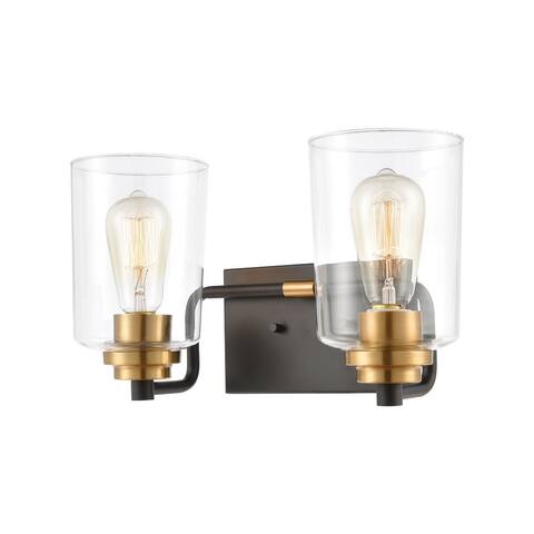 Robins 2-Light Vanity Light in Matte Black with Clear Glass