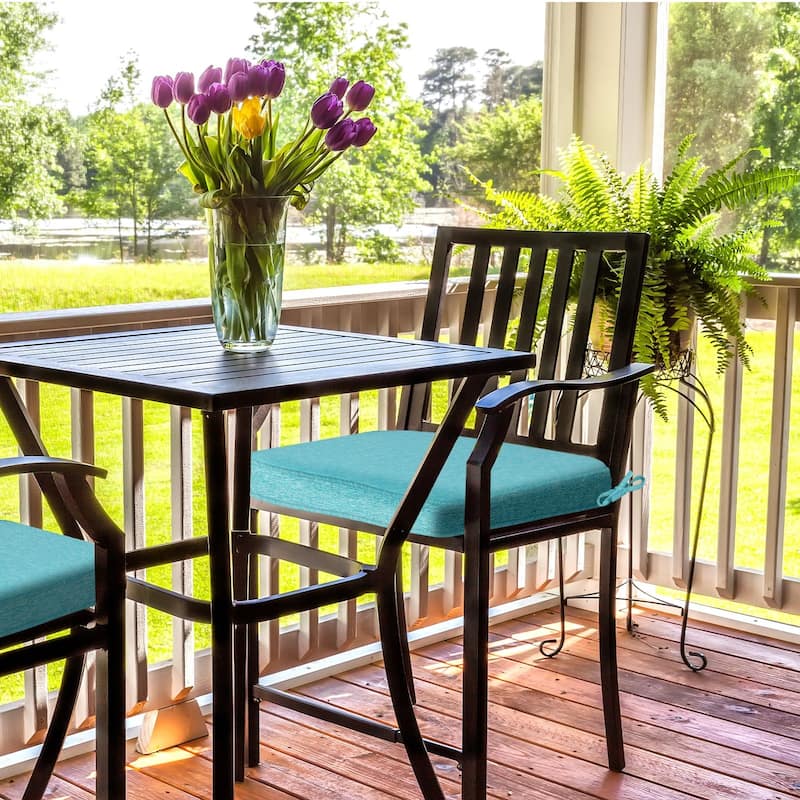Aoodor Outdoor Dining Chair Cushions Set of 4, Outdoor Chair Pads with Ties, 21 x 21 inch - 21"x21"