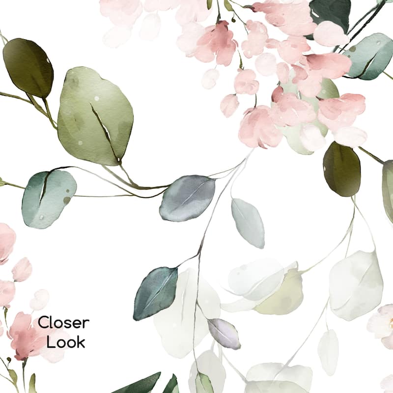 Green Eucalyptus leaves Peel and Stick Wallpaper 10'L x 24''W