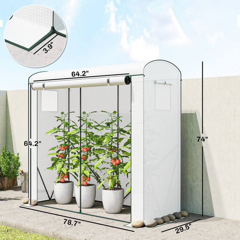 Outsunny Mini Greenhouse, Portable Greenhouse with Roll-Up Door and 2 Mesh Windows, Small Green House