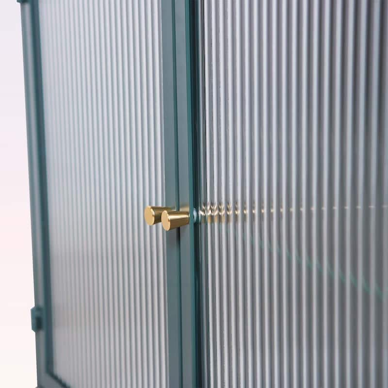 2-Door Wall-Mounted Metal Storage Cabinet with Tempered Glass Doors & Shelves for Bathroom,Kitchen,Living Room & Office