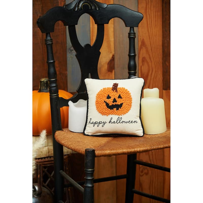 Pumpkin Happy Halloween French Knot Throw Pillow