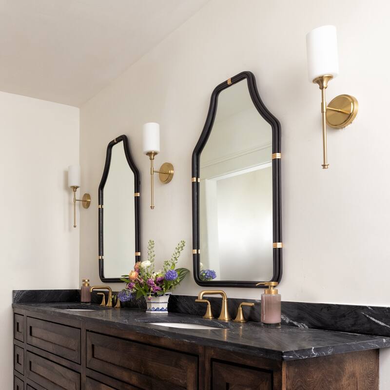 Varaluz Federal Case Wall Mirror - Matte Black/French Gold