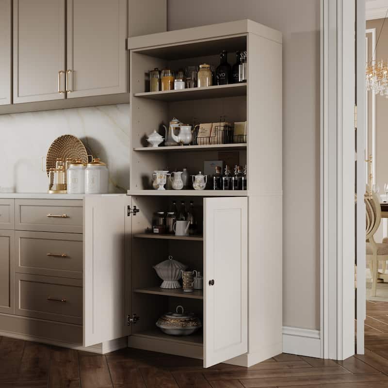100% Solid Wood 32" Kitchen Pantry Cabinet with 2 Doors by Palace Imports