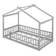 preview thumbnail 16 of 71, Kids Bed Frame, House Shape Floor Platform Bed Frame, Twin/Full Size Wood Bed with Fence for Child/Teens/Girls/Boys