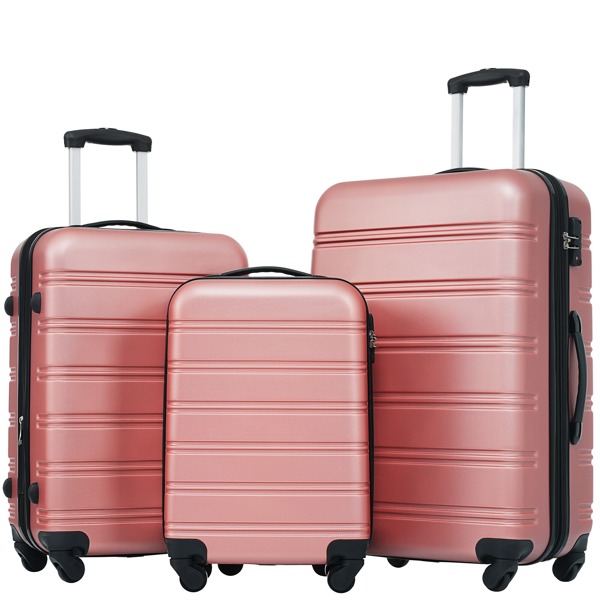 3 Piece Luggage Hardside Spinner Suitcase Set Rose Gold Bed Bath Beyond 40826784