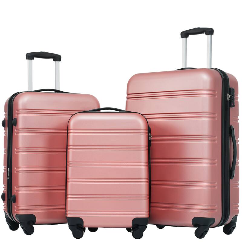 3 Piece Luggage Set ABS Hardside Lightweight Suitcase Set with Spinner Wheels and TSA Lock, 20" 24" 28" Luggage Case
