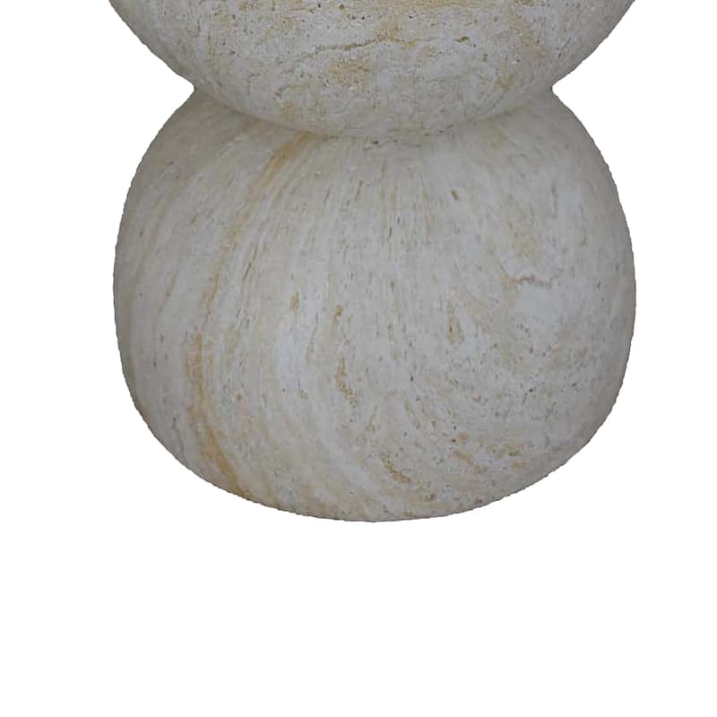 Archi Plant Stand Table, Rounded Design Marbled White Resin 18 Inch