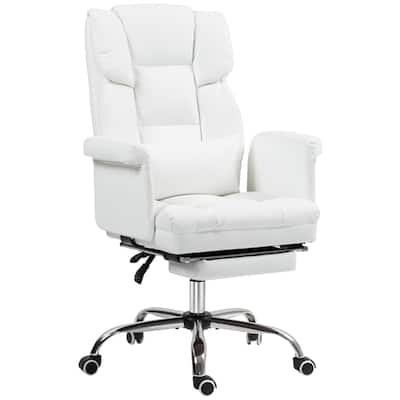 PU Leather Office Chair with Recline, Footrest and Lumbar - 27.2" W x 25.6" D x 42.1" - 45.3" H