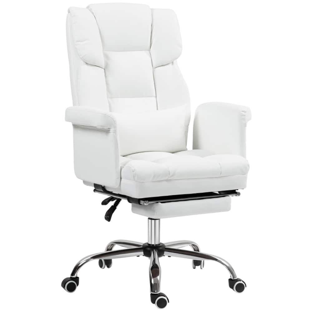 PU Leather Office Chair with Recline, Footrest and Lumbar - 27.2" W x 25.6" D x 42.1" - 45.3" H