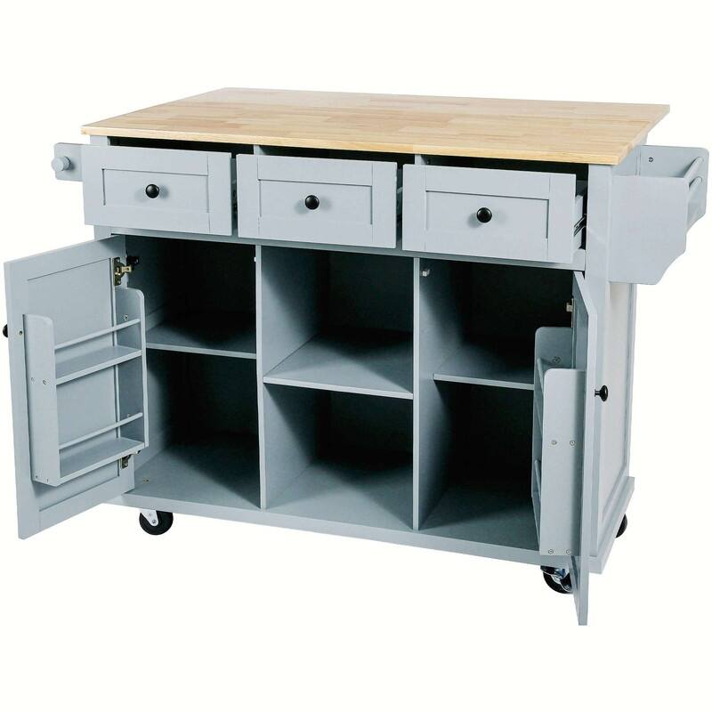 53-inch Width Kitchen Island with Drop-Leaf Countertop