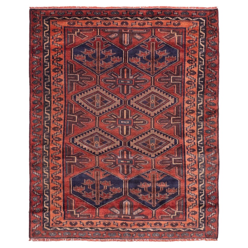 ECARPETGALLERY Hand-knotted Melis Vintage Dark Red Wool Rug - 5'3 x 6'4