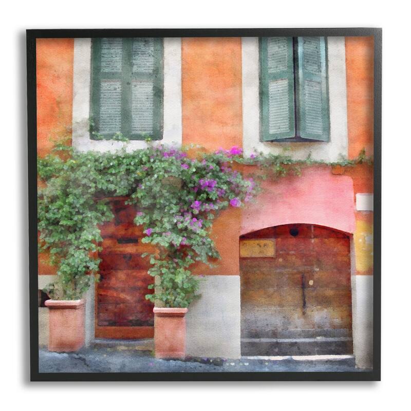 Stupell Floral Building in Italy Framed Giclee Art Design by LSR Design Studio