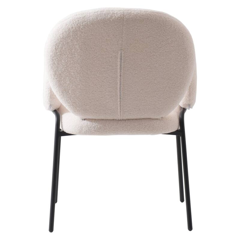 Celestial Modern Boucle Upholstered Accent Dining Chairs with Black Iron Legs and Plush Seating for Living/Dining Room