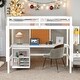 preview thumbnail 2 of 28, Full size Loft Bed with Desk, Writing Board and Drawers Cabinet, White