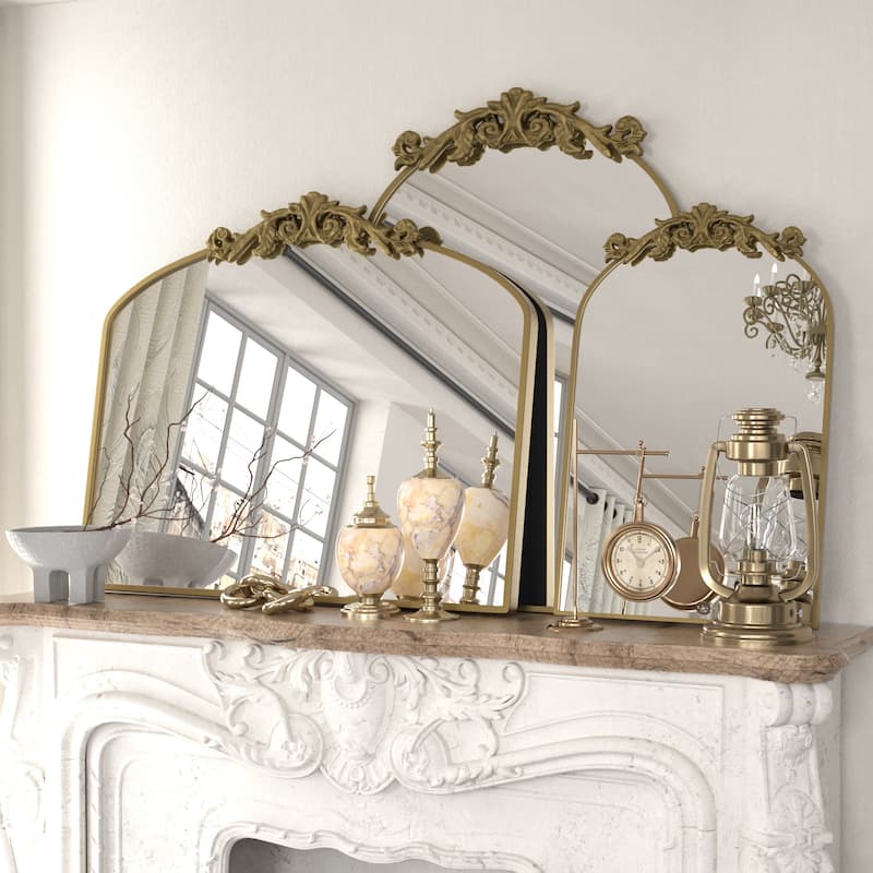 Baroque Ornate Metal Arch Mirror - 19W * 30H Inches