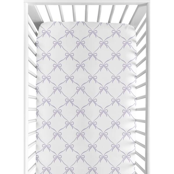slide 2 of 6, Sweet Jojo Designs Purple Bows Girls Fitted Crib Sheet - Lavender Bow for the Shabby Chic, Ballet, Princess Ballerina Collection