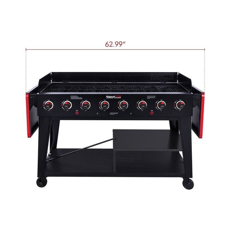 Royal Gourmet 8-Burner Gas Grill, Independently Controlled Dual Systems, Black