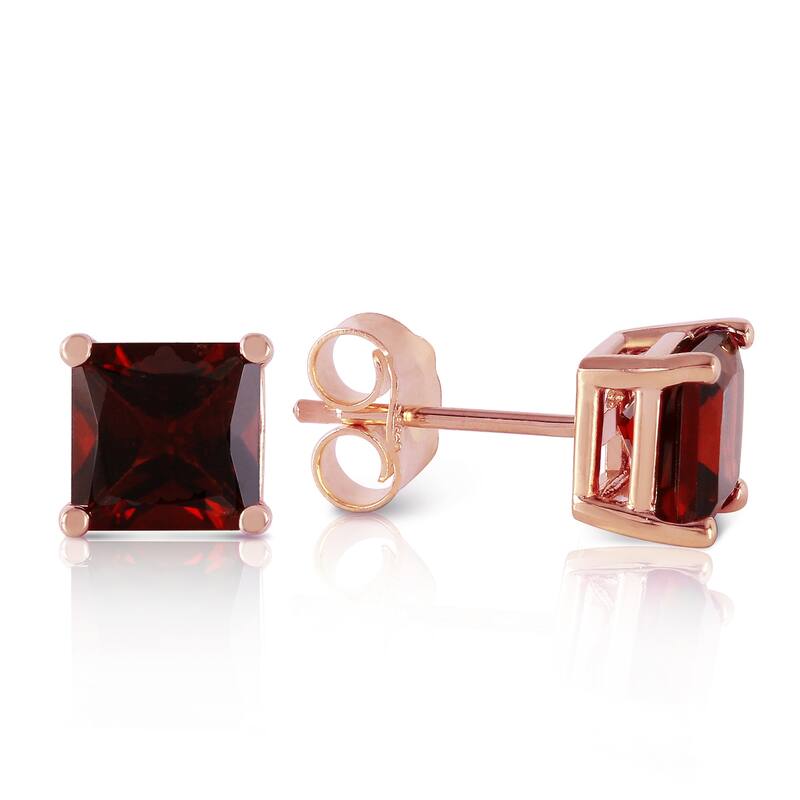 1.75 Carat 14K Solid Gold Sparkle Garnet Stud Gemstone Earrings