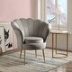 preview thumbnail 10 of 16, Angelina Velvet Scalloped Back Barrel Accent Chair w/ Metal Legs