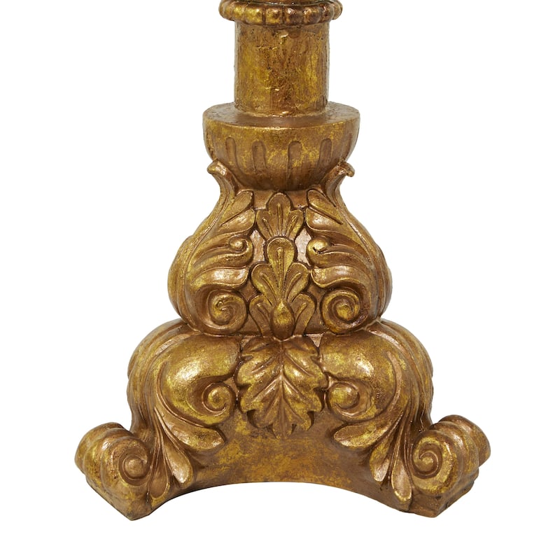Polystone Handmade Tall Standing Candle Holder - Brass - Roche River Decor