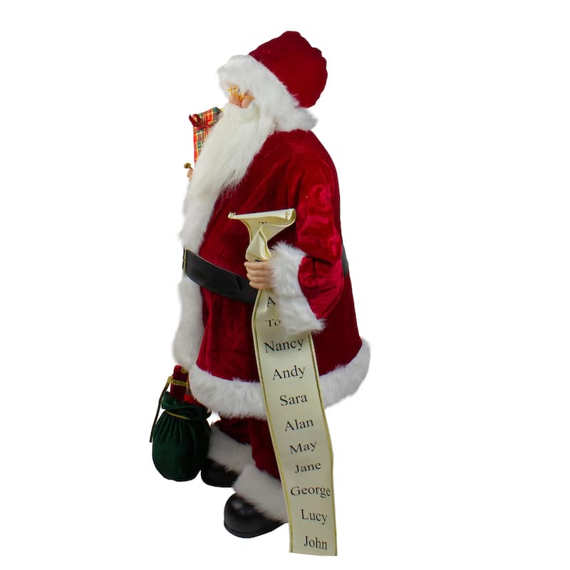 32" Traditional Santa Claus with Gift Bag and List Christmas Figure