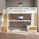 preview thumbnail 15 of 24, Full Size Solid Pine Wood Frame Loft Bed with Built-in Desk, Storage Staircase, Shelves, and Dual Drawers Natural+White