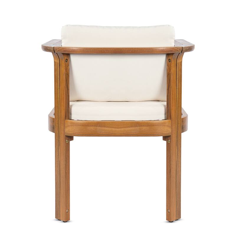 Christopher Knight Home - 5-Piece Outdoor Acacia Wood Dining Set with Curved Arm Chairs & Slat Round Table