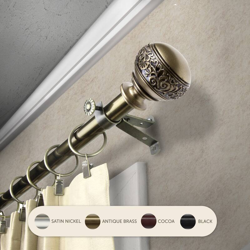 InStyleDesign Nadine Adjustable Curtain Rod - 28 to 48 inches - Antique Brass