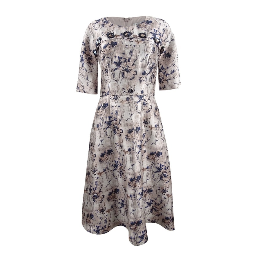 Shop Kay Unger Women S Flower Button Fit Flare Midi Dress 8