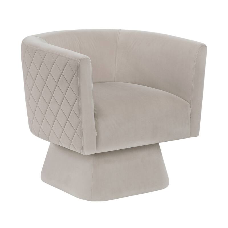 Gale 29" Velvet Swivel Chair - Diamond Stitched Chair Back - Taupe