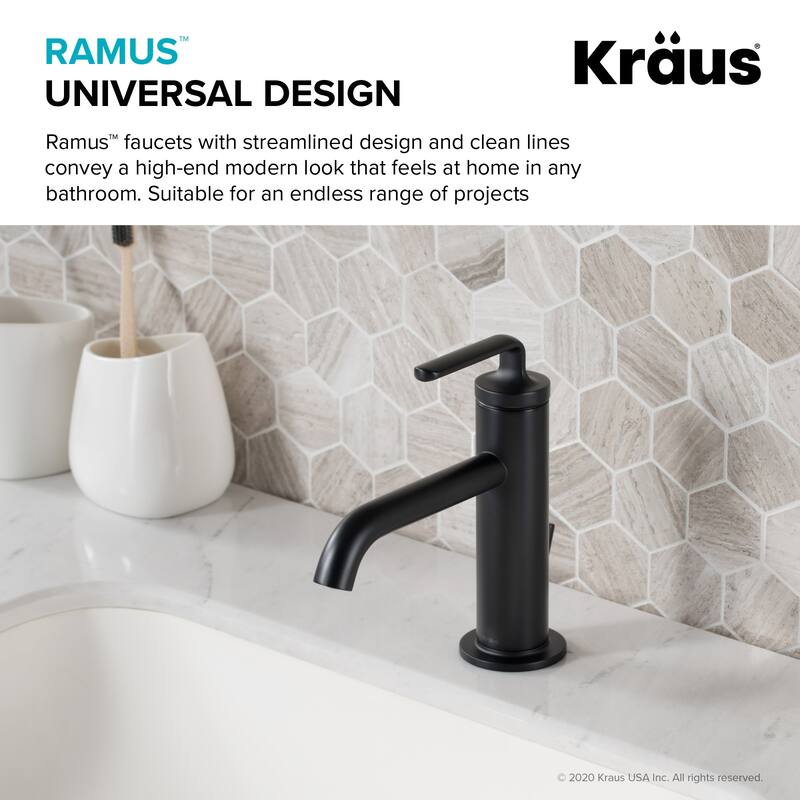 Kraus Ramus 1.2 GPM Single Hole Bathroom Faucet with Pop-Up Drain