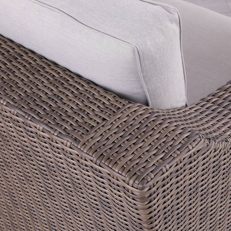 4-Piece Manhattan Rustic Wicker Seating Set with Tempered Glass