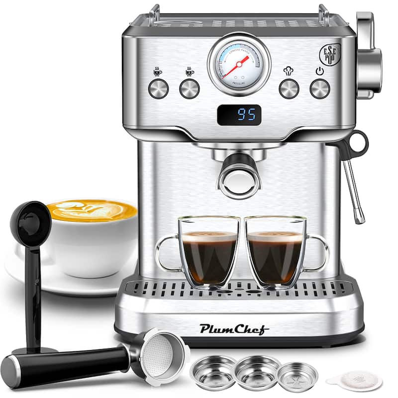Anmytek 20 Bar Professional Espresso Machine with Milk Frother - Silver