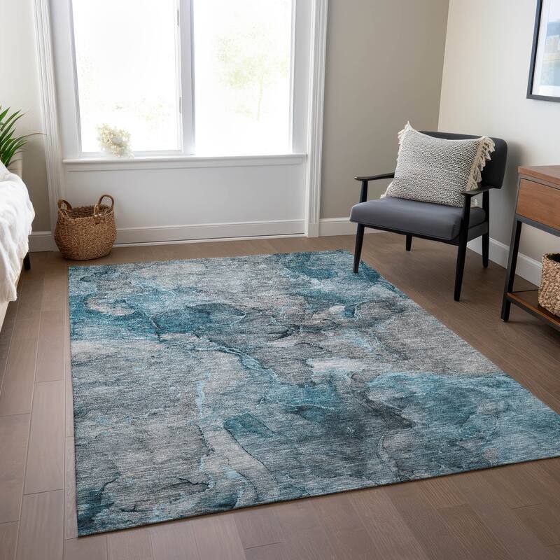 Machine Washable Indoor/ Outdoor Chantille Abstract Modern Rug