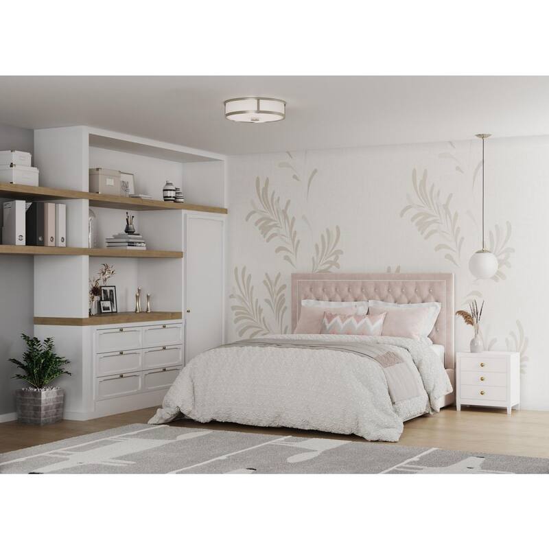 Gilliam Collection Three-Light Brushed Nickel New Traditional Flush Mount - 16.12 in x 16.12 in x 4.37 in